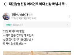 26년09월28일 대천항봉선장 아이언호 쭈꾸미조황 사진