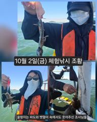 [피닉스피싱호] 10월 2일(금) 체험낚시 조황 - 꿀렁이는 파도와 뱃멀미 속에서도 웃어주신 조사님들, 선장이 참 미안하고 고맙습니다 사진